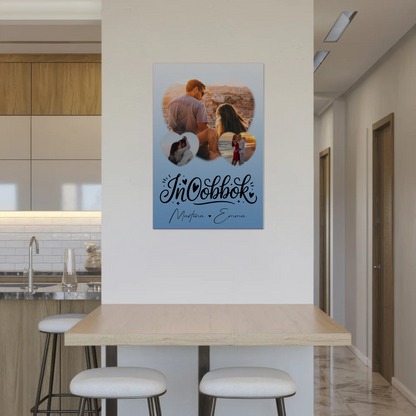 Fotoboard Poster Magnetisch mit 3 Herz Fotos Inħobbok Liebe auf Maltesisch Personalisiertes Geschenk 2