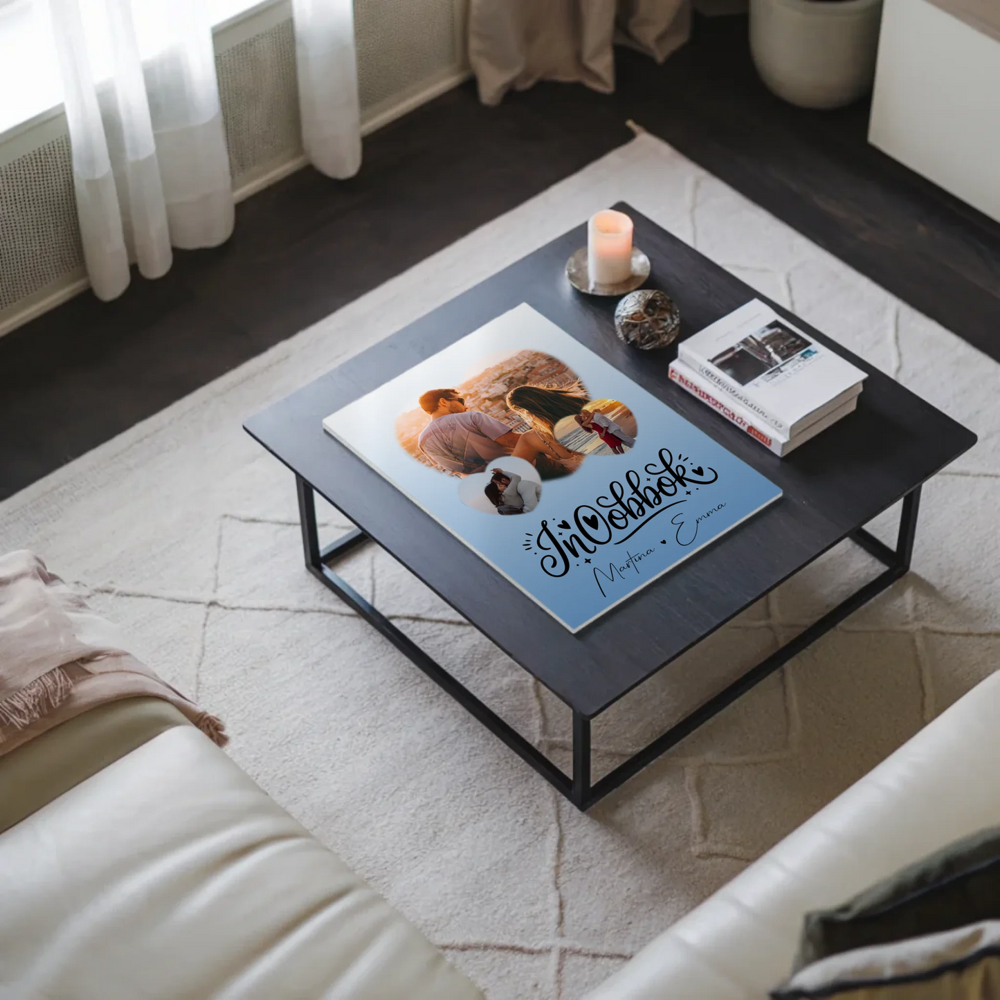 Fotoboard Poster Magnetisch mit 3 Herz Fotos Inħobbok Liebe auf Maltesisch Personalisiertes Geschenk 9