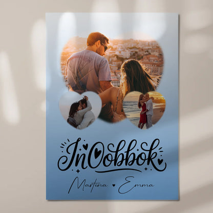 Fotoboard Poster Magnetisch mit 3 Herz Fotos Inħobbok Liebe auf Maltesisch Personalisiertes Geschenk 7