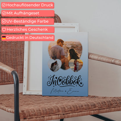 Personalisierte Leinwand Paare 3 Herz Fotos Inħobbok Liebe auf Maltesisch Geschenk