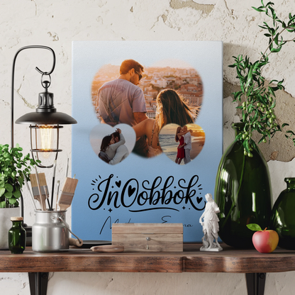 Personalisierte Leinwand Paare 3 Herz Fotos Inħobbok Liebe auf Maltesisch Geschenk