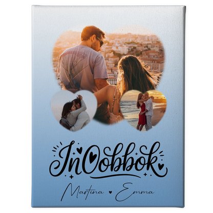 Personalisierte Leinwand Paare 3 Herz Fotos Inħobbok Liebe auf Maltesisch Geschenk