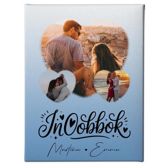 Personalisierte Leinwand Paare 3 Herz Fotos Inħobbok Liebe auf Maltesisch Geschenk