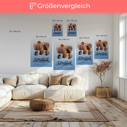 Personalisierte Leinwand Paare 3 Herz Fotos Inħobbok Liebe auf Maltesisch Geschenk