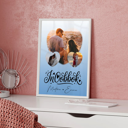 Personalisiertes Liebesposter mit 3 Herz Fotos Inhobbok Liebe auf Maltesisch
