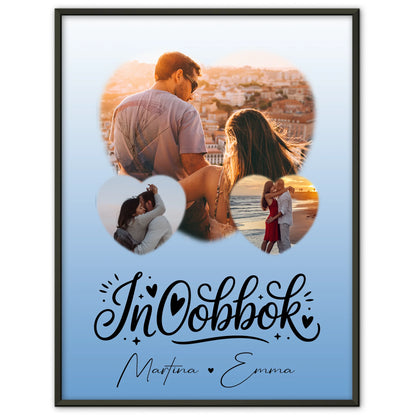 Personalisiertes Liebesposter mit 3 Herz Fotos Inhobbok Liebe auf Maltesisch