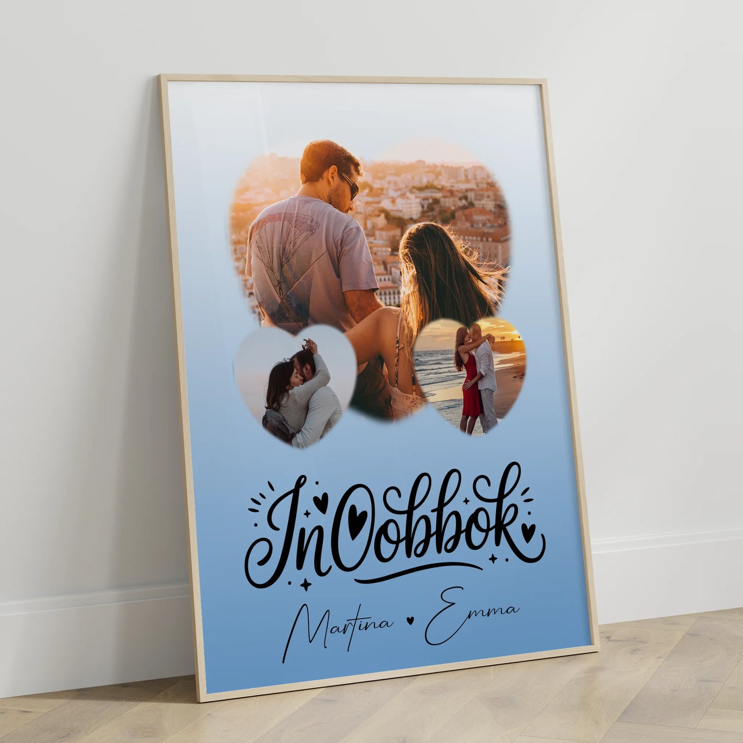 Personalisiertes Liebesposter mit 3 Herz Fotos Inhobbok Liebe auf Maltesisch