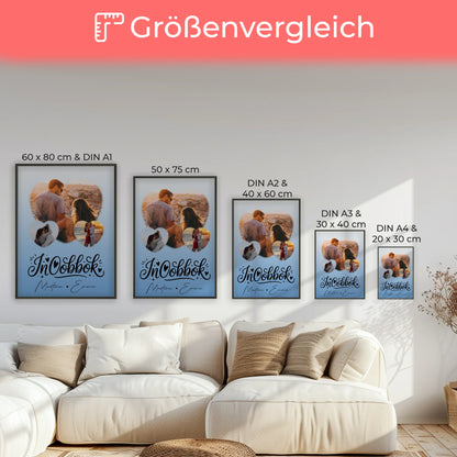 Personalisiertes Liebesposter mit 3 Herz Fotos Inhobbok Liebe auf Maltesisch