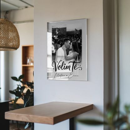 Personalisierte Foto Acrylglas Wanddekoration mit 3 Fotos Volim te Liebe auf Kroatisch