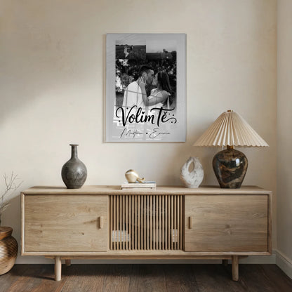 Personalisierte Foto Acrylglas Wanddekoration mit 3 Fotos Volim te Liebe auf Kroatisch