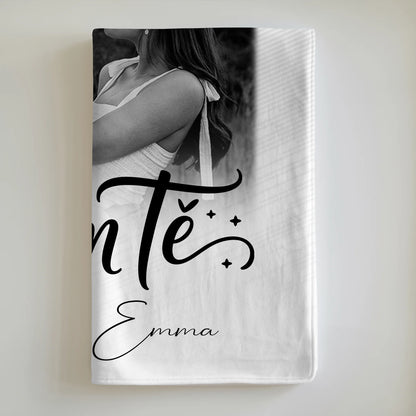 Kuscheldecke Mit Namen Und Motiv 3 Fotos Volim te Liebe auf Kroatisch personalisiertes Geschenk 6