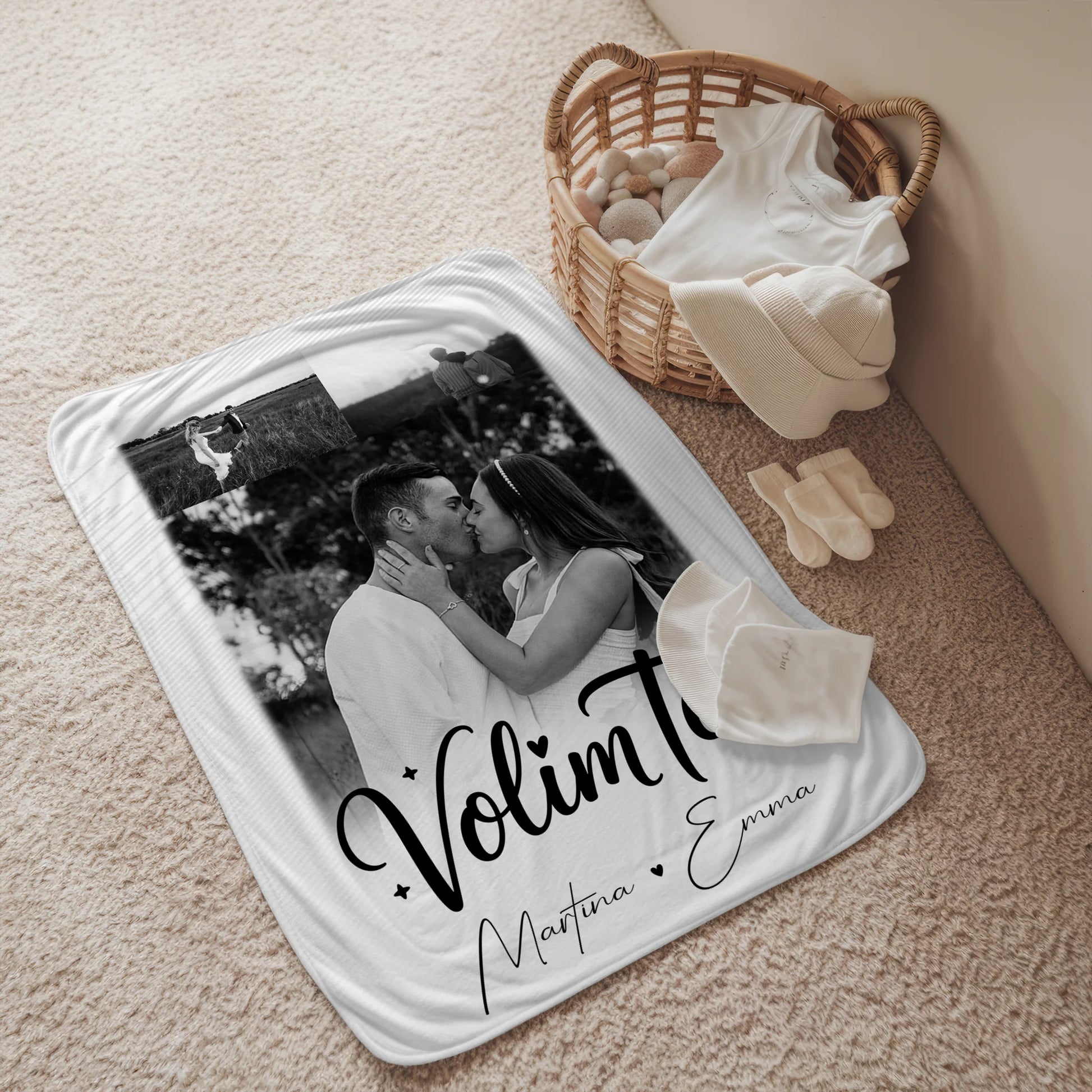 Kuscheldecke Mit Namen Und Motiv 3 Fotos Volim te Liebe auf Kroatisch personalisiertes Geschenk 2