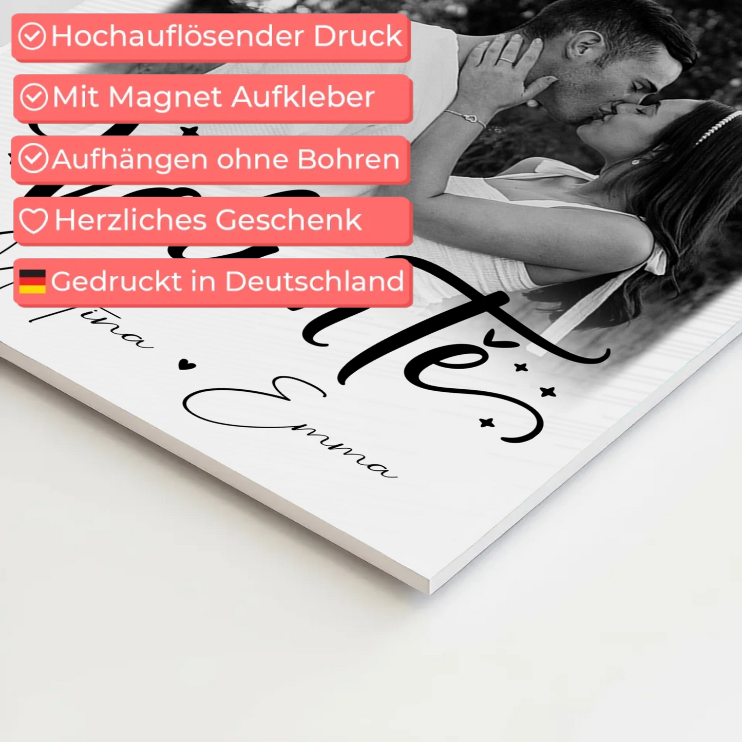 Magnetposter Fotoboard mit 3 Fotos Volim te Liebe auf Kroatisch personalisiertes Geschenk 4