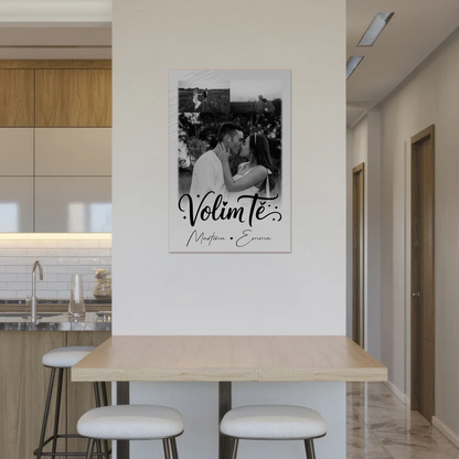 Magnetposter Fotoboard mit 3 Fotos Volim te Liebe auf Kroatisch personalisiertes Geschenk 2