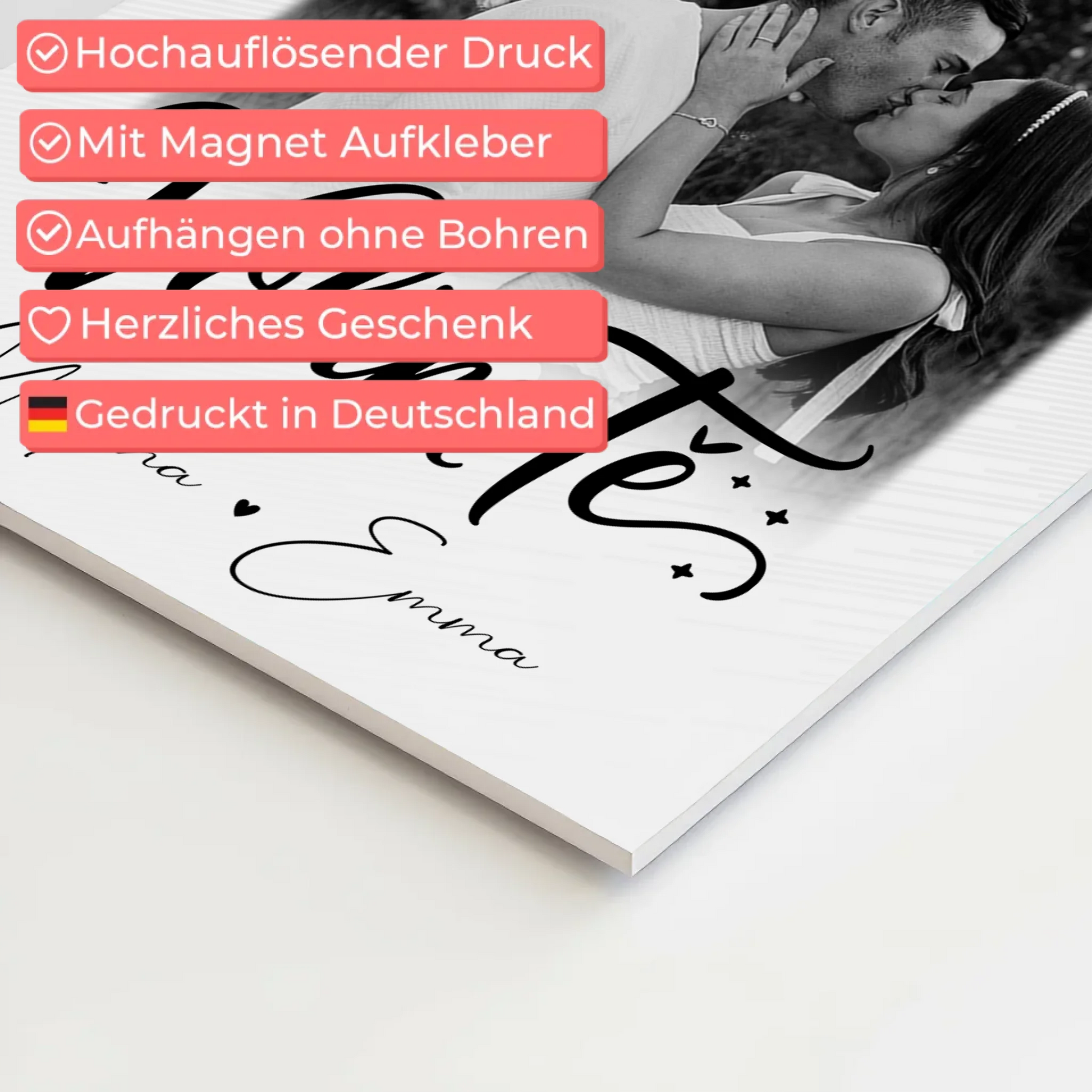 Magnetposter Fotoboard mit 3 Fotos Volim te Liebe auf Kroatisch personalisiertes Geschenk 10