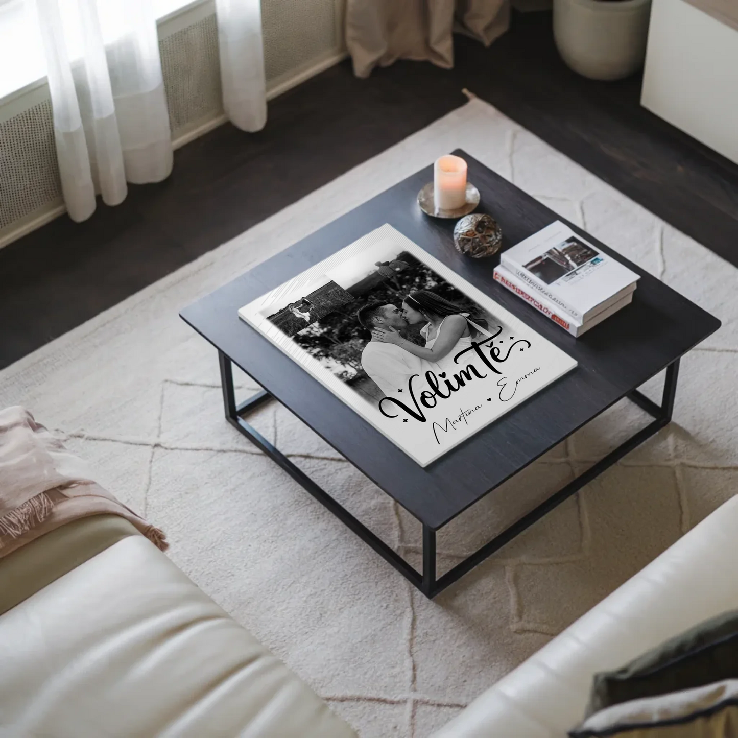 Magnetposter Fotoboard mit 3 Fotos Volim te Liebe auf Kroatisch personalisiertes Geschenk