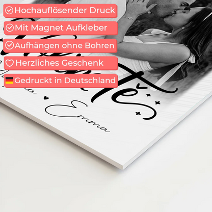 Magnetposter Fotoboard mit 3 Fotos Volim te Liebe auf Kroatisch personalisiertes Geschenk