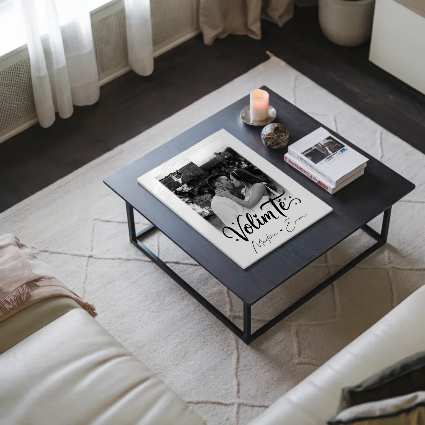 Magnetposter Fotoboard mit 3 Fotos Volim te Liebe auf Kroatisch personalisiertes Geschenk