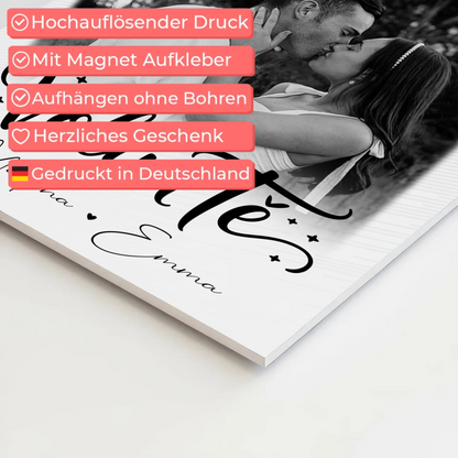 Magnetposter Fotoboard mit 3 Fotos Volim te Liebe auf Kroatisch personalisiertes Geschenk