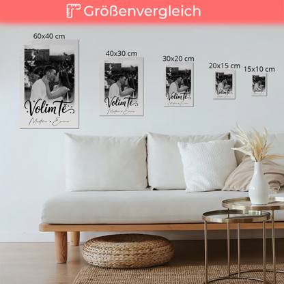Magnetposter Fotoboard mit 3 Fotos Volim te Liebe auf Kroatisch personalisiertes Geschenk