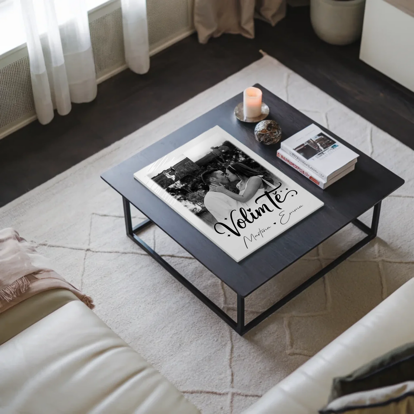 Magnetposter Fotoboard mit 3 Fotos Volim te Liebe auf Kroatisch personalisiertes Geschenk