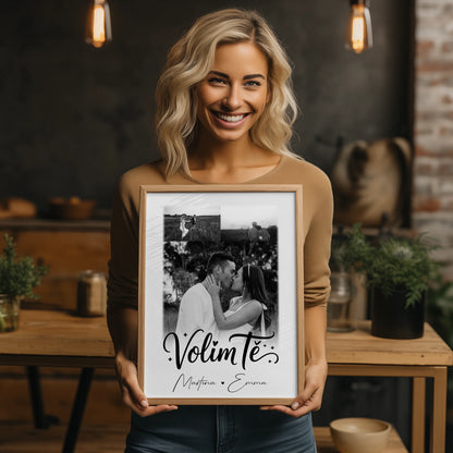 Personalisiertes Liebesposter mit 3 Fotos und Volim te Liebe auf Kroatisch