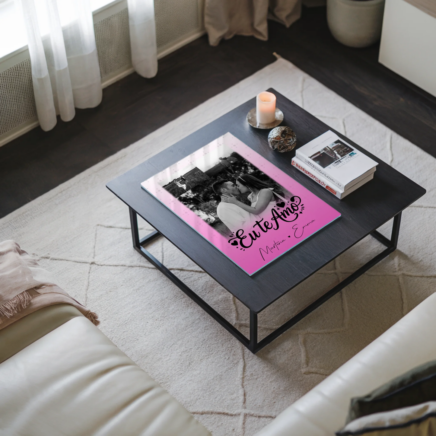 Personalisierte Fotos mit Acrylglas 3 Fotos Eu te amo Liebe auf Portugiesisch