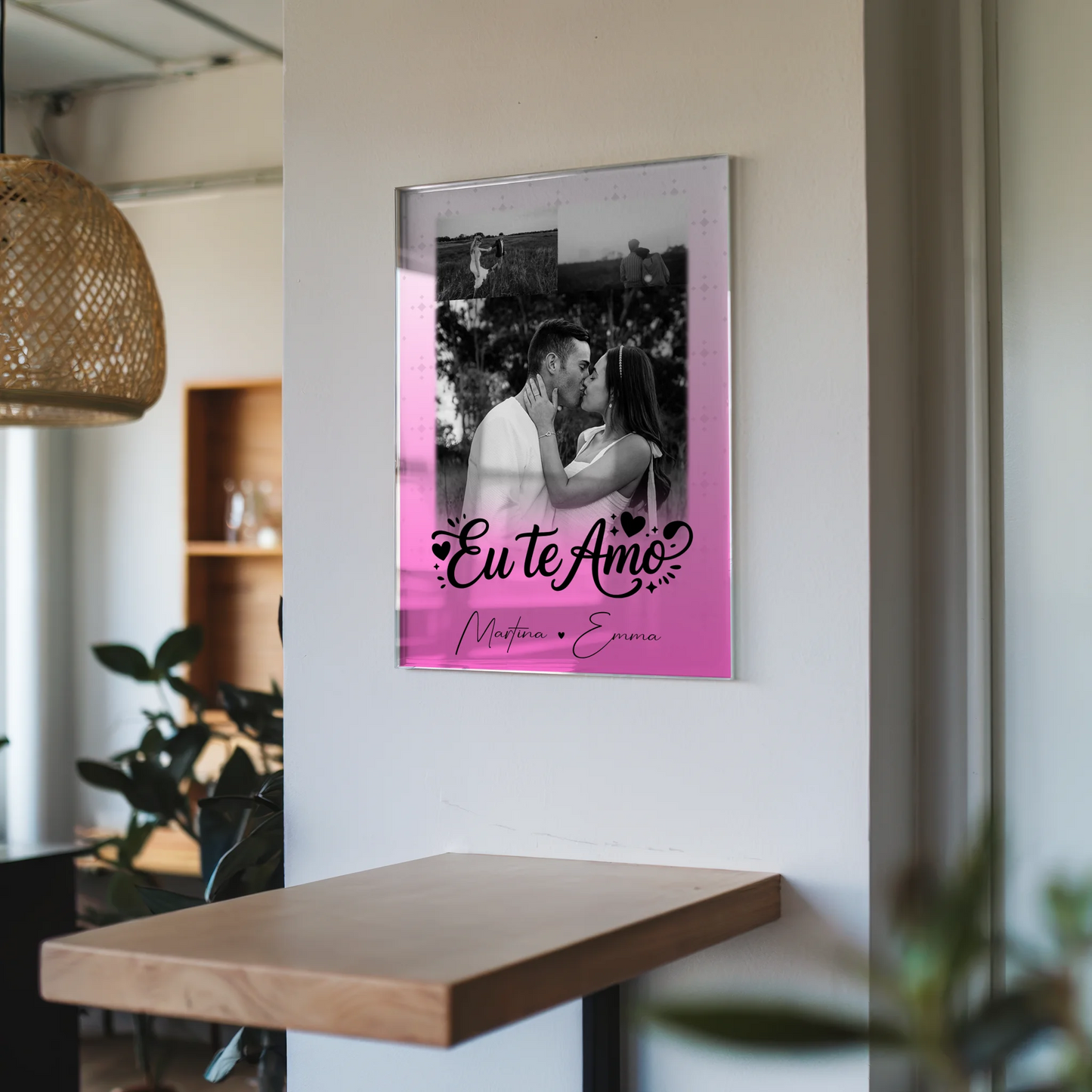 Personalisierte Fotos mit Acrylglas 3 Fotos Eu te amo Liebe auf Portugiesisch