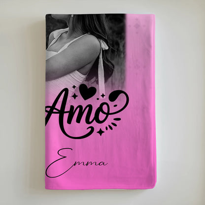 Kuscheldecke Mit Namen 3 Fotos Eu te amo Liebe auf Portugiesisch personalisiertes Geschenk 6