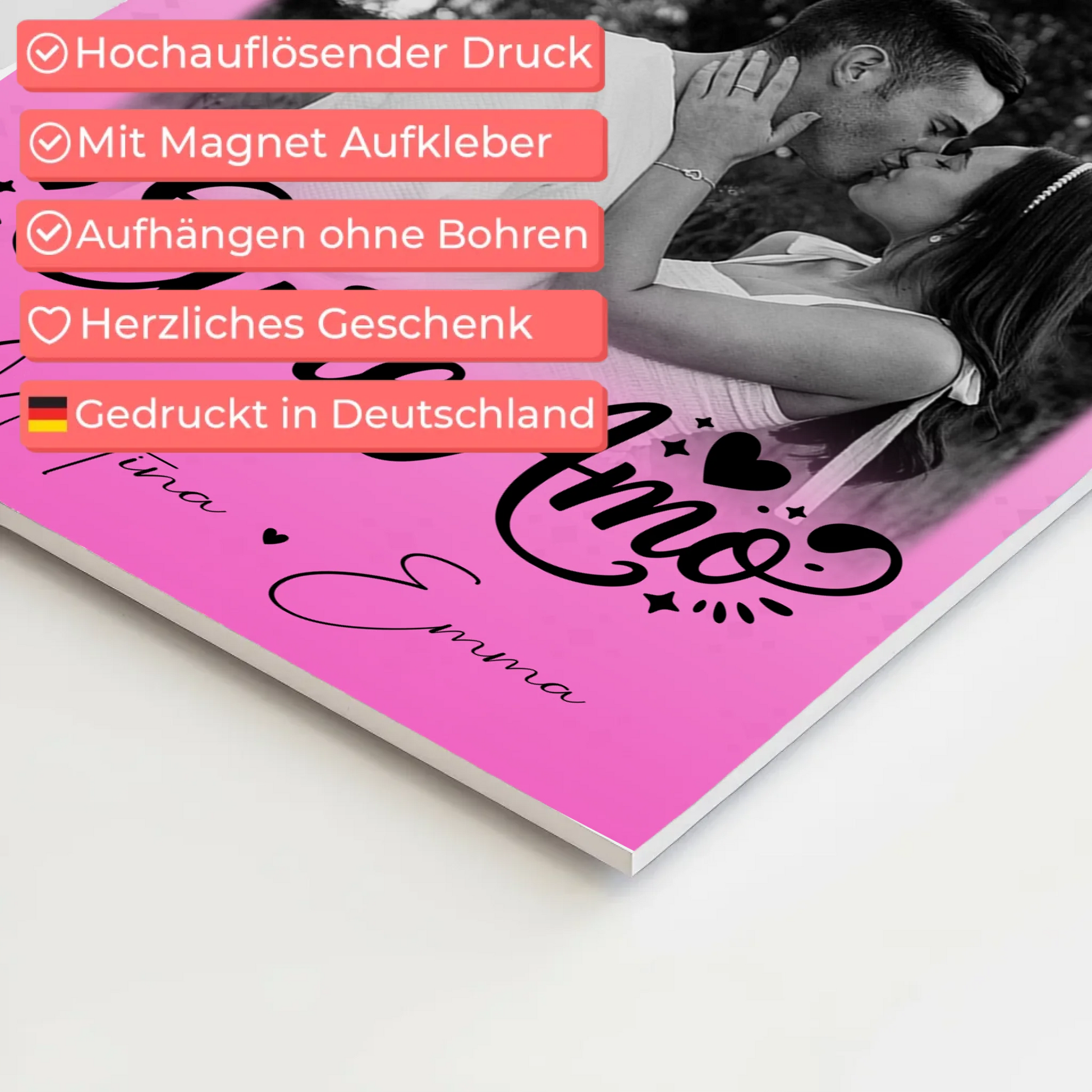 Personalisiertes Fotoboard Magnet Poster mit 3 Fotos Eu te amo Liebe auf Portugiesisch 4