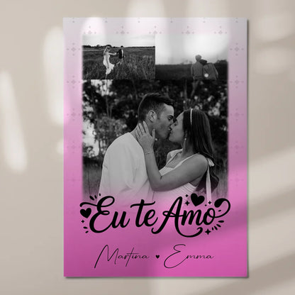Personalisiertes Fotoboard Magnet Poster mit 3 Fotos Eu te amo Liebe auf Portugiesisch 7