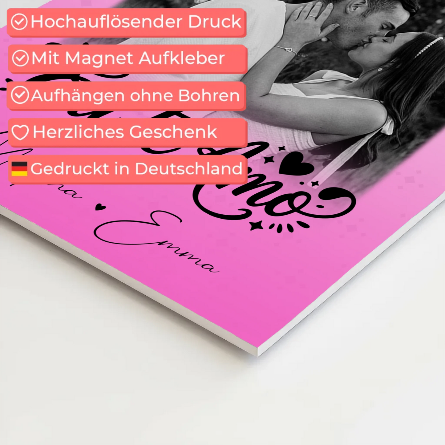 Personalisiertes Fotoboard Magnet Poster mit 3 Fotos Eu te amo Liebe auf Portugiesisch 10