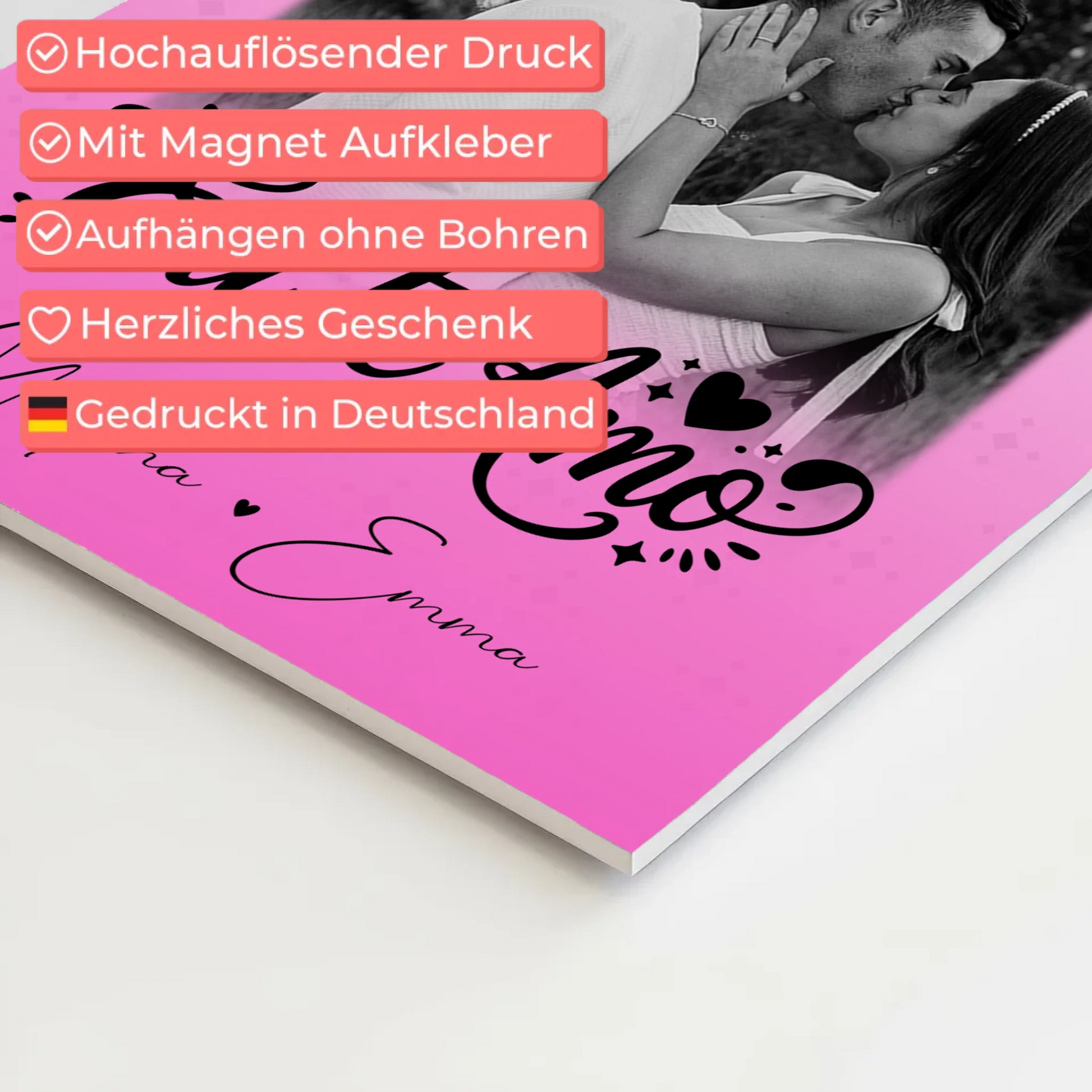 Personalisiertes Fotoboard Magnet Poster mit 3 Fotos Eu te amo Liebe auf Portugiesisch 10