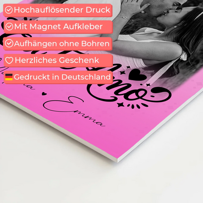 Personalisiertes Fotoboard Magnet Poster mit 3 Fotos Eu te amo Liebe auf Portugiesisch