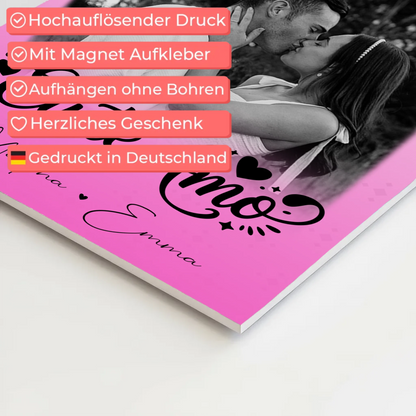 Personalisiertes Fotoboard Magnet Poster mit 3 Fotos Eu te amo Liebe auf Portugiesisch
