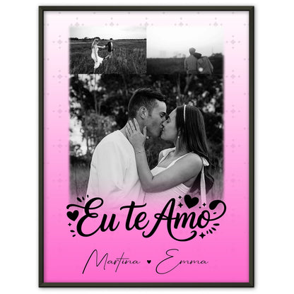 Partner Poster Personalisiert mit 3 Fotos Eu te amo Liebe auf Portugiesisch
