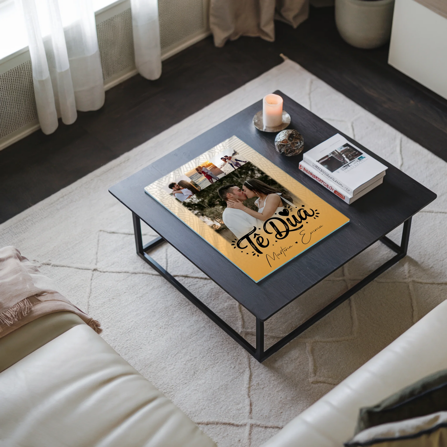 Acrylglas Mit Foto 4 Fotos Të dua Liebe auf Albanisch personalisiertes Geschenk