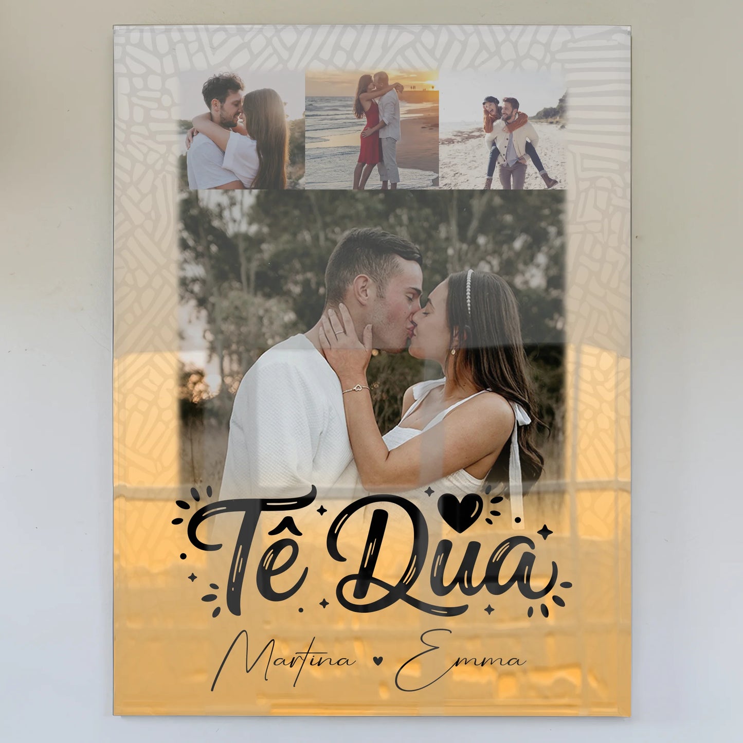 Acrylglas Mit Foto 4 Fotos Të dua Liebe auf Albanisch personalisiertes Geschenk