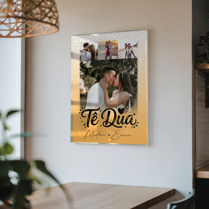 Acrylglas Mit Foto 4 Fotos Të dua Liebe auf Albanisch personalisiertes Geschenk