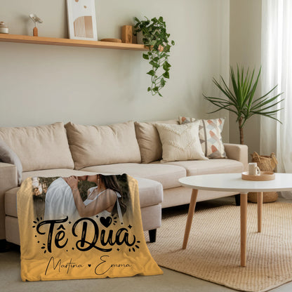 Personalisierte Decke Mit Namen 4 Fotos Të dua Liebe auf Albanisch 4