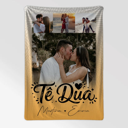 Personalisierte Decke Mit Namen 4 Fotos Të dua Liebe auf Albanisch 7