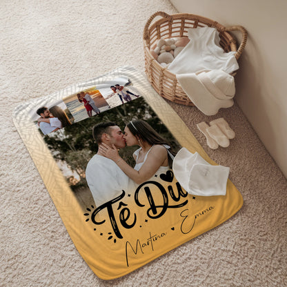 Personalisierte Decke Mit Namen 4 Fotos Të dua Liebe auf Albanisch 2