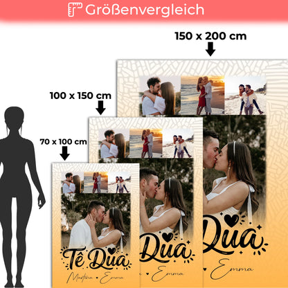 Personalisierte Decke Mit Namen 4 Fotos Të dua Liebe auf Albanisch 5