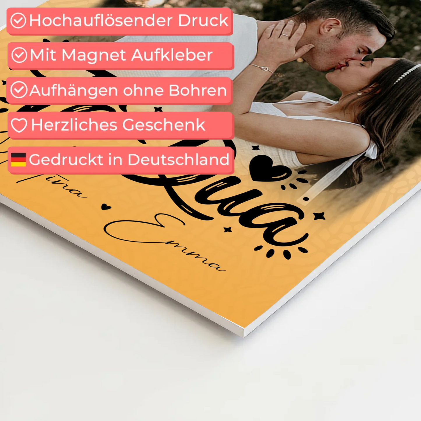 Fotoboard Magnet Poster mit 4 Fotos Të dua Liebe auf Albanisch personalisiertes Geschenk 4