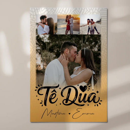 Fotoboard Magnet Poster mit 4 Fotos Të dua Liebe auf Albanisch personalisiertes Geschenk 1