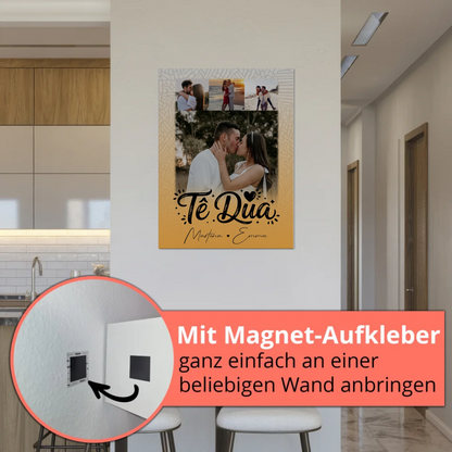 Fotoboard Magnet Poster mit 4 Fotos Të dua Liebe auf Albanisch personalisiertes Geschenk