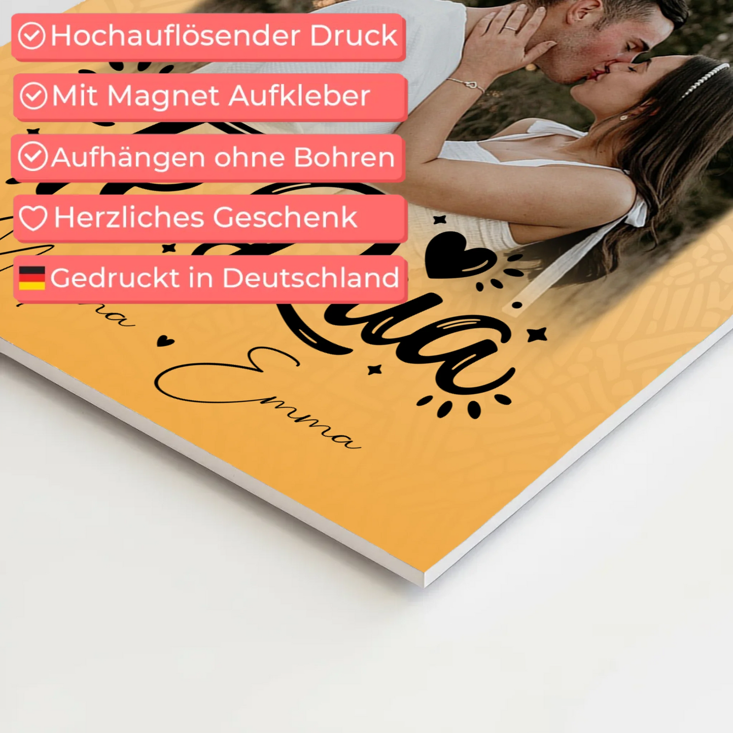 Fotoboard Magnet Poster mit 4 Fotos Të dua Liebe auf Albanisch personalisiertes Geschenk 10