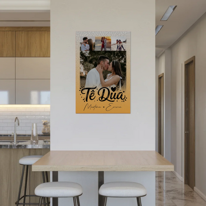 Fotoboard Magnet Poster mit 4 Fotos Të dua Liebe auf Albanisch personalisiertes Geschenk