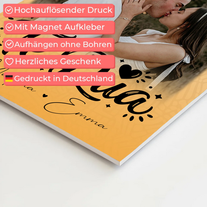 Fotoboard Magnet Poster mit 4 Fotos Të dua Liebe auf Albanisch personalisiertes Geschenk