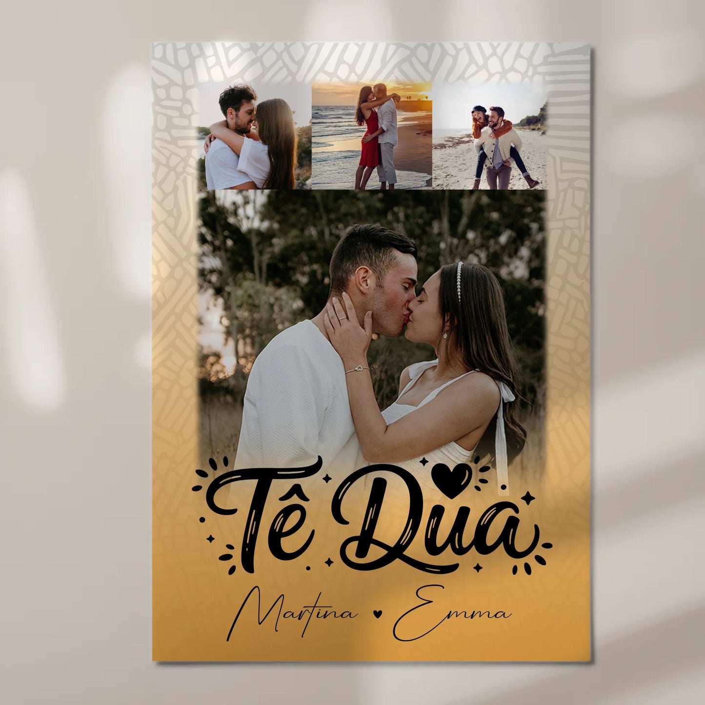 Fotoboard Magnet Poster mit 4 Fotos Të dua Liebe auf Albanisch personalisiertes Geschenk